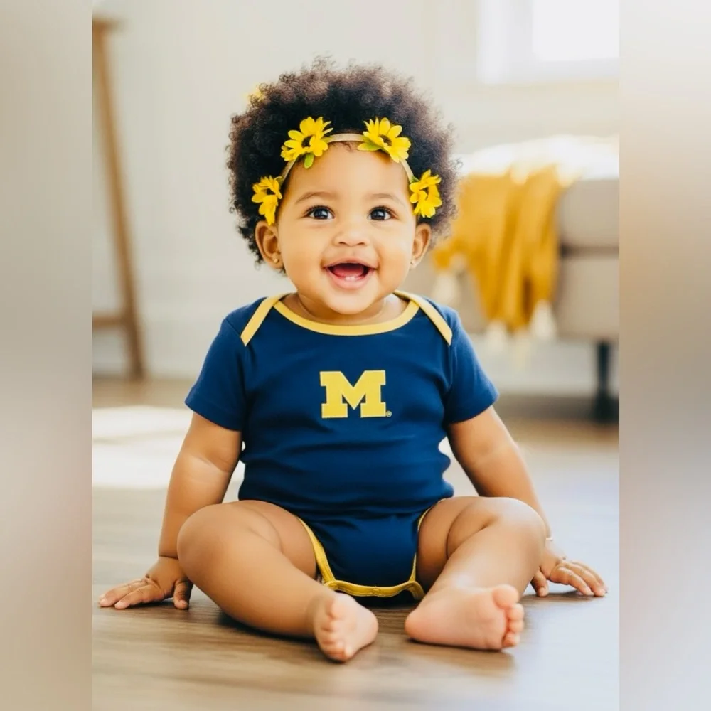 University of Michigan (UofM) Maze & Blue Infant Onesie. Authentic. Unisex. NWT